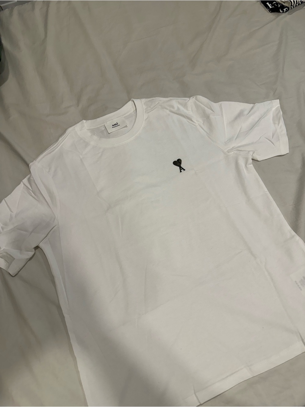 Ami White T-Shirt with Small Black Heart Logo
